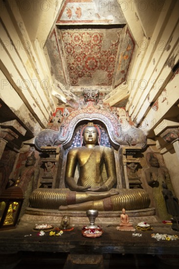 Seated Buddha in the Gadaladeniya Temple, Pilimathalawa, Kandy, Central Province, Sri Lanka