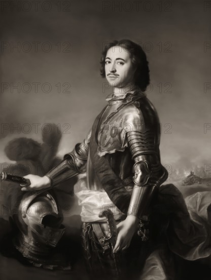 Portrait of Peter the Great, Peter I or Pyotr Alexeyevich Romanov, 1672-1725, Emperor of the Russian Empire, painting digitally optimized