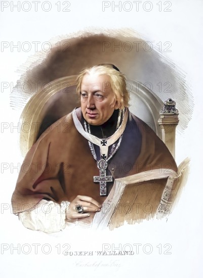 Josef Walland (1763-1834), Archbishop of Gorizia, Historical, digitally restored reproduction from a 19th century original, Record date not stated