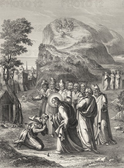 Jesus cleansing a leper, Miracle of Jesus, 1853, digitally restored