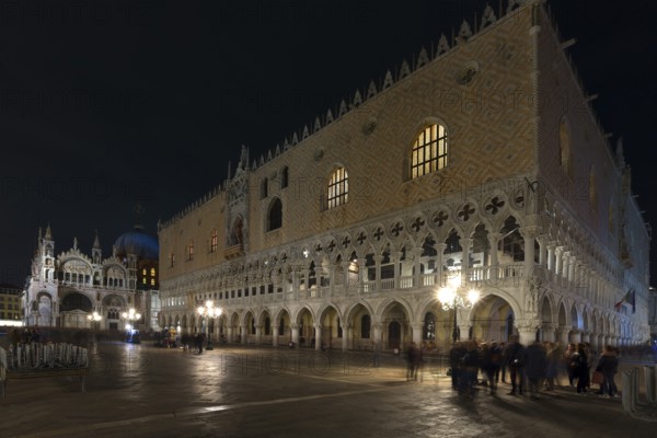 Piazzetta with the Basilica di San Marco and the Ducal Palace in the evening, Venice, Veneto, Italy