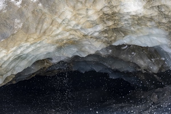 Meltwater at a glacier cave, underground glacier stream, Castner Glacier, Delta Range, Alaska Range, Richardson Highway, Alaska, USA