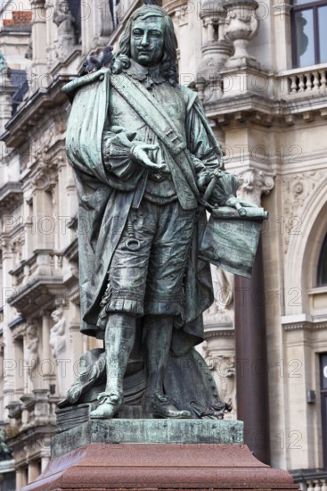 Statue by David Teniers the Younger, Flemish painter, Antwerp, Flanders, Belgium
