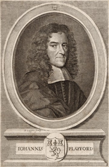Portrait of John Playford, 1623–1686, a London bookseller, publisher of books on music theory, minor composer and member of the Stationers' Company, digitally optimized