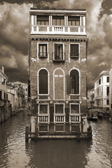 Historic Palazzo Tetta surrounded by canals, Venice, Veneto, Italy