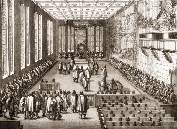 Seating plan for an inauguration of the Imperial Diet in the Regensburg Town Hall, Germany, 1640