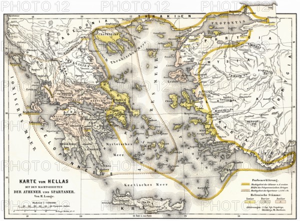Territory of ancient Hellas, Sparta and Athens