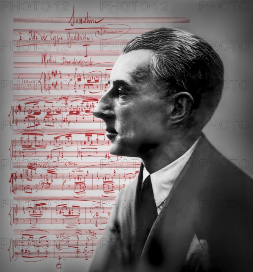 Joseph Maurice Ravel, 1875 – 1937, French composer, pianist and conductor, leading musician in Impressionism, 1925, sheet music from Sonatine, premier mouvement, 1905, digitally edited