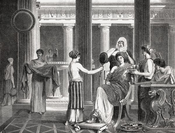 Morning scene in an ancient Roman women's boudoir