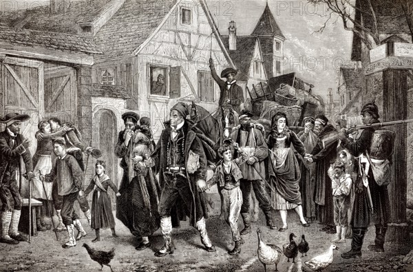 Eine Familie aus dem Elsass wandert nach Frankreich aus, 1872