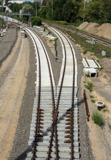 Track bed, new construction at the main station, Berlin-Moabit, Germany