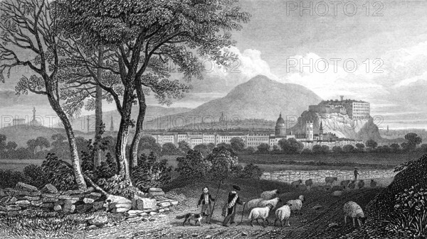 View from Craigleith, Edinburgh, Scotland, 19th century, from Modern Athens by Th. H. Shepherd