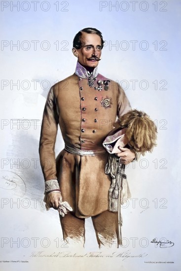 Ludwig Freiherr von Wohlgemuth (born 25 May 1788 in Vienna: died 18 April 1851 in Budapest) was an Austrian general and commander of the Order of Maria Theresa, Historical, digitally restored reproduction from a 19th century original, Record date not stated