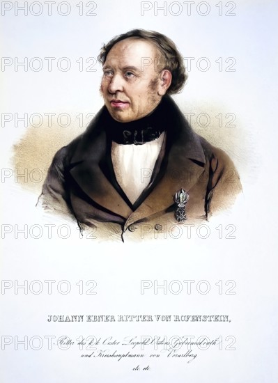 Johann Nepomuk Ebner, Knight of Rofenstein since 1839, 8 May 1790, 8 July 1876, was an Austrian civil servant and district governor of Vorarlberg, Historical, digitally restored reproduction from a 19th century original, Record date not stated