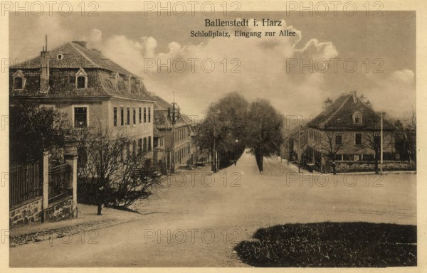 Historical postcard around 1900, Ballenstedt im Harz, castle, Harz district in Saxony-Anhalt, Germany, digital reproduction of a historic postcard, public domain, from that time, exact date unknown