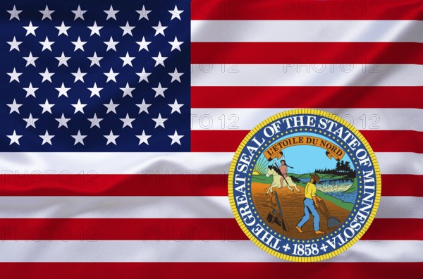 The flag of the USA with the coat of arms of Minnesota, Studio
