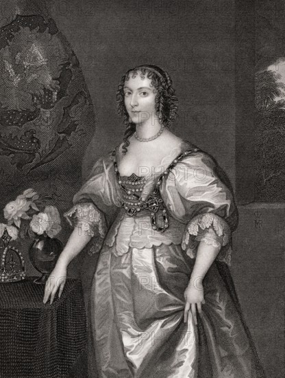 Henrietta or Henriette Maria of France, 1609-1669, queen consort of England, Scotland, and Ireland as the wife of King Charles I