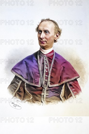 Wenceslas Zoic, Bishop of Zengg (Senj), c. 1855, Historical, digitally restored reproduction from a 19th century original, Record date not stated
