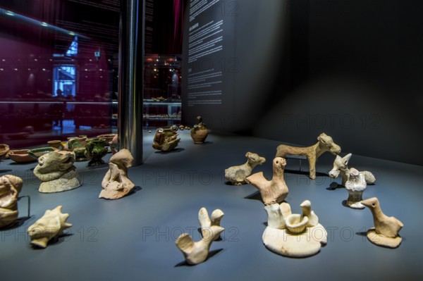 Artifacts at the El Born Cultural and Memorial Centre archeological site and museum, Barcelona, Spain