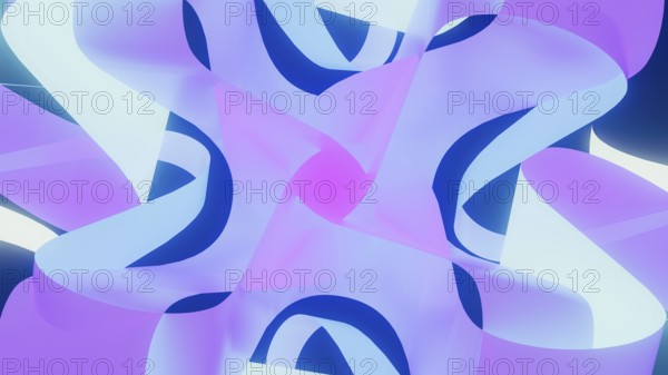 Bright neon lights form dynamic shapes that intertwine, showcasing an artistic blend of color and geometry