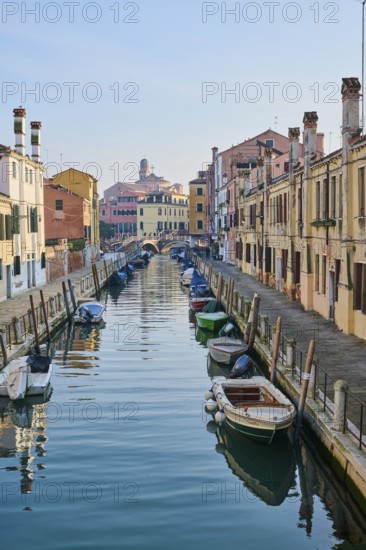 Waterway in Venice next to 'Fondamenta de la fabrica dei tabacchi' and Fondamenta del rio de le burchielle' on a sunny day in winter, Italy