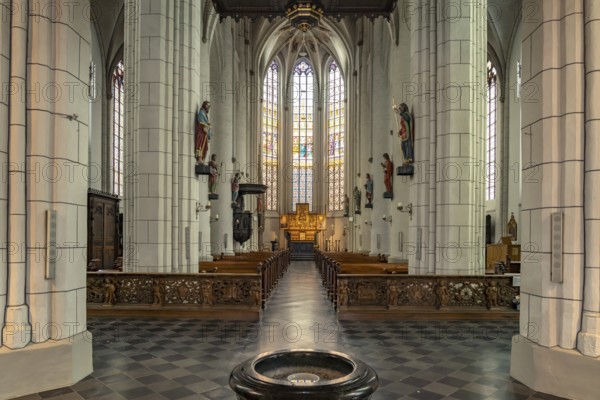 Interior of the Catholic parish church of St. Peter and Paul in Straelen, North Rhine-Westphalia, Germany