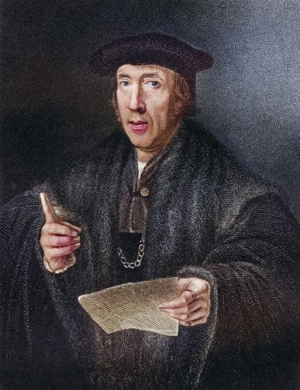 Sir John More, c. 1541-1530, father of Sir Thomas More. From the book Lodges British Portraits, published in 1823, Historical, digitally restored reproduction from a 19th century original, Record date not stated
