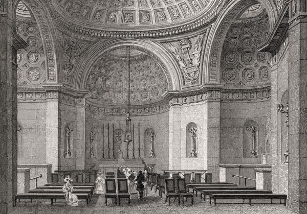 The Chapelle expiatoire, Paris, antique steel engraved print, 1831