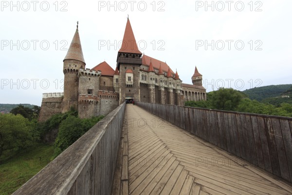 Hunedoara Castle, Castelul de Hunedoara, also Corvinus Castle, Corvini Castle, Eisenmarkt Castle, Black Castle, Eisenstadt, in Gothic style, Transylvania, Romania