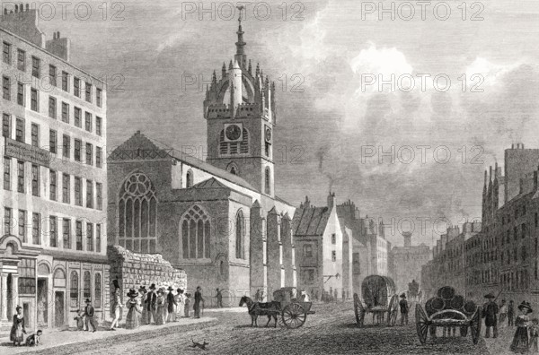 St Giles' Church, looking West, Edinburgh, Scotland, 19th century, from Modern Athens by Th. H. Shepherd