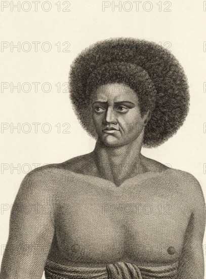 Inhabitants of Fidgi in the 18th century, Fiji, Fiji, island state in the South Pacific, Historical, digitally restored reproduction from a 19th century original, Record date not stated