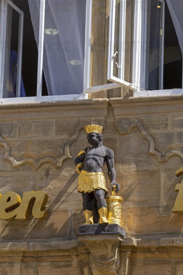 Statue, Mohren House, Bamberg, Upper Franconia, Bavaria, Germany