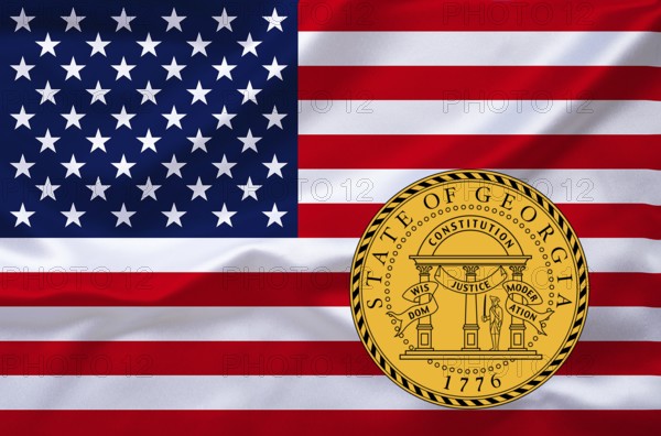 The flag of the USA with the coat of arms of Georgia, Studio