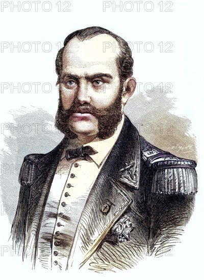 Juan Bautista Topete y Carballo (24 May 1821 - 31 October 1885 in Madrid) was a Spanish admiral and politician, Historical, digitally restored reproduction of a 19th century original