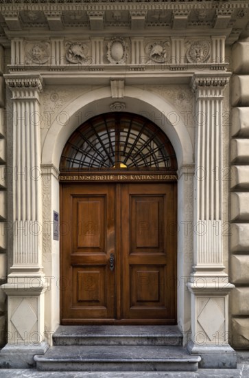 Entrance gate to the government building of the Canton of Lucerne, Ritter Palace, Old Town, Lucerne, Switzerland