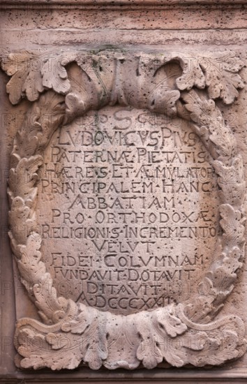 Louis the Pious, 778-840, also called the Fair, and the Debonaire, Abbey Castle Corvey in Hoexter, Weserbergland, North Rhine Westphalia, Germany, Europe, Ludwig I. oder Ludwig der Fromme, ehemalige Abtei und Schloss Corvey in Höxter, Weserbergland, Nordrhein-Westfalen, Deutschland, Europa