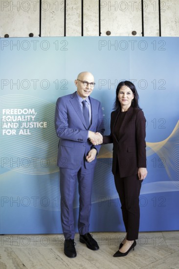 Annalena Bärbock, Federal Foreign Minister, meets Volker Türk, United Nations High Commissioner for Human Rights, for talks on the sidelines of the 55th session of the UN Human Rights Council in Geneva, 26 February 2024. Photographed on behalf of the Federal Foreign Office