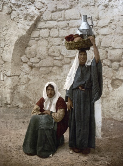 Peasant woman from the environs of Jerusalem, today Israel, Historical, digitally restored reproduction from a 19th century original, Record date not stated