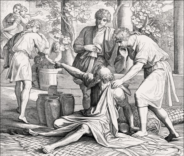 Noah Curses Ham, Old Testament, by Julius Schnorr von Carolsfeld, 1860