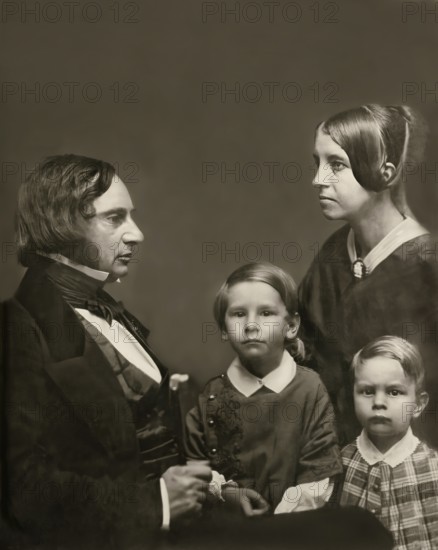 Longfellow Family, Henry Wadsworth Longfellow, 1807 – 1882, American poet, digitally edited according to a photograph, 1849