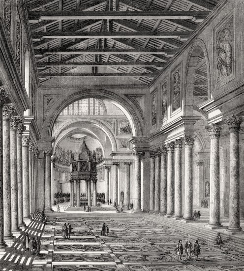 Interior view of Old St. Peter's Basilica, Vatican, Rome, Italy