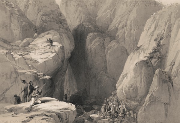 Entrance into the Khojak Pass, Baluchistan, Pakistan, First Anglo-Afghan War, sketch by James Atkinson, 1840