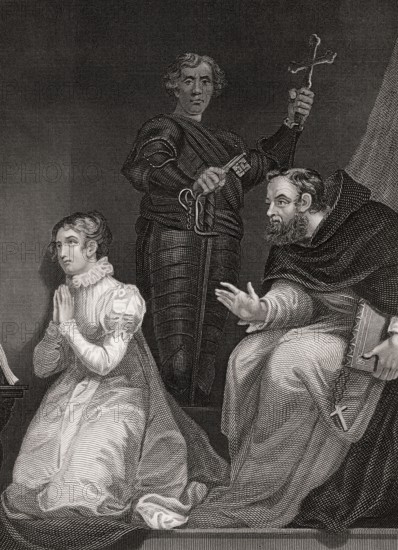 Lady Jane Grey and Abbot Feckenham, trying to convert her to Catholicism, 16th Century