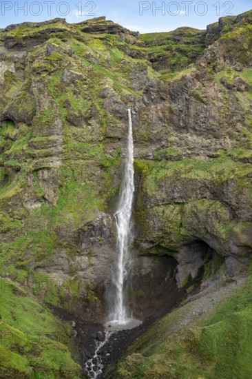 Hangandifoss Waterfall in Múlagljúfur Canyon, Sudurland, Iceland