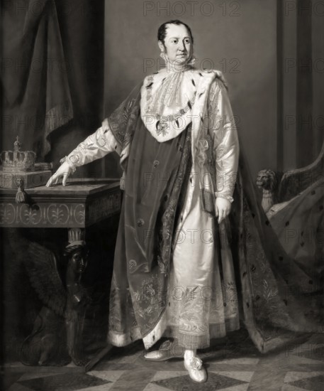 Maximilian I Joseph or Max Joseph, 1756 - 1825, King of Bavaria, Count Palatine of the Rhine, Duke of Juelich and Berg and Elector of the Holy Roman Empire, digitally edited according to a painting by Moritz Kellerhoven