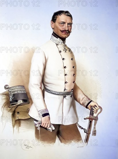 Joseph Ludwig Christoph Freiherr Reichlin von Meldegg (* 14 May 1804, (1) † 12 June 1886 in Görz (2) was an Austro-Hungarian field marshal lieutenant, Historical, digitally restored reproduction from a 19th century original, Record date not stated