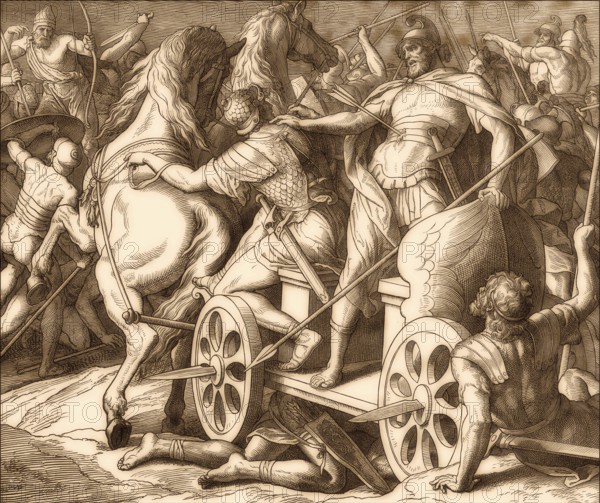 Death of Ahab, Old Testament, by Julius Schnorr von Carolsfeld