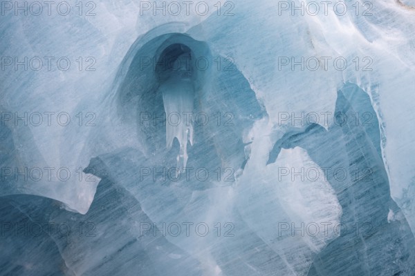 Ice details in Glacier Cave, Ice Cave, Morteratsch Glacier, Engadin, Graubünden, Switzerland