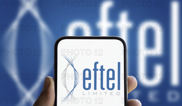 eftel limited logo is displayed on smartphone. Eftel Limited was an internet service provider and telecommunications provider company.
