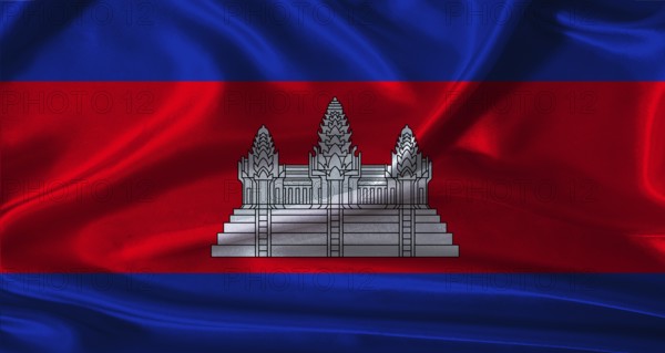 National flag of Cambodia with cloth texture. Cambodia flag with realistic texture background